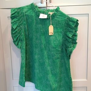 Sunny Day Darling Top large JODIFL green with white dots blouse